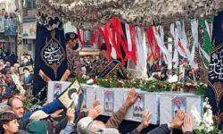 مراسم تشییع  پیکر مطهر 5 شهید نیشابوری حملات آمریکایی صهیونی