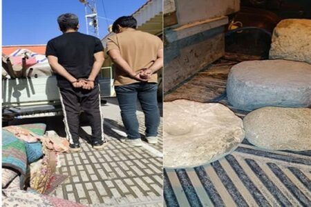 کشف 4 پایه ستون تاریخی در مرودشت؛ 2 نفر دستگیر شدند